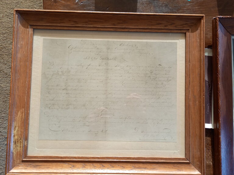 De originele oorkonde voor Frans Gunnink. De ingelijste oorkonde is nog altijd in het bezit van de familie Gunnink.