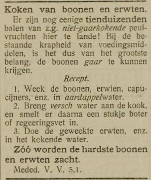 Afbeelding 2 – Harde bonen gaar koken, Gemeenteblad van Harderwijk, 09-01-1918