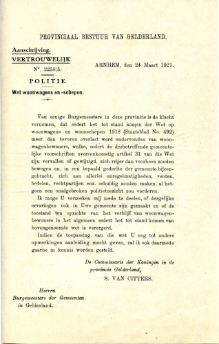 2004.153 Stukken betreffende woonwagenbewoners, 1921-1930, 1937 – scan 1