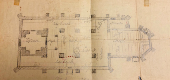 Afbeelding 2 - 2550 Losse aanwinsten Oldebroek, inv.nr. 5 Stukken betreffende o.a. staten van huisnummers. Plattegrond Lambertuskerk