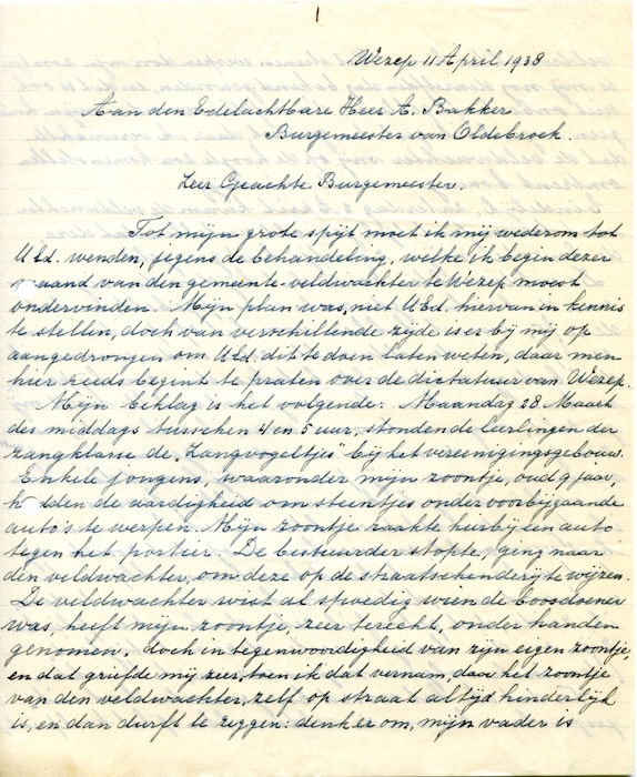 Afbeelding 2 – Voorblad handgeschreven brief G.R. v.d. Horst, 4001.150 scan 26
